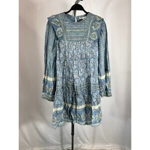 Sea 'Margo' Blue Cotton Ruffled Printed Mini Dress Size M